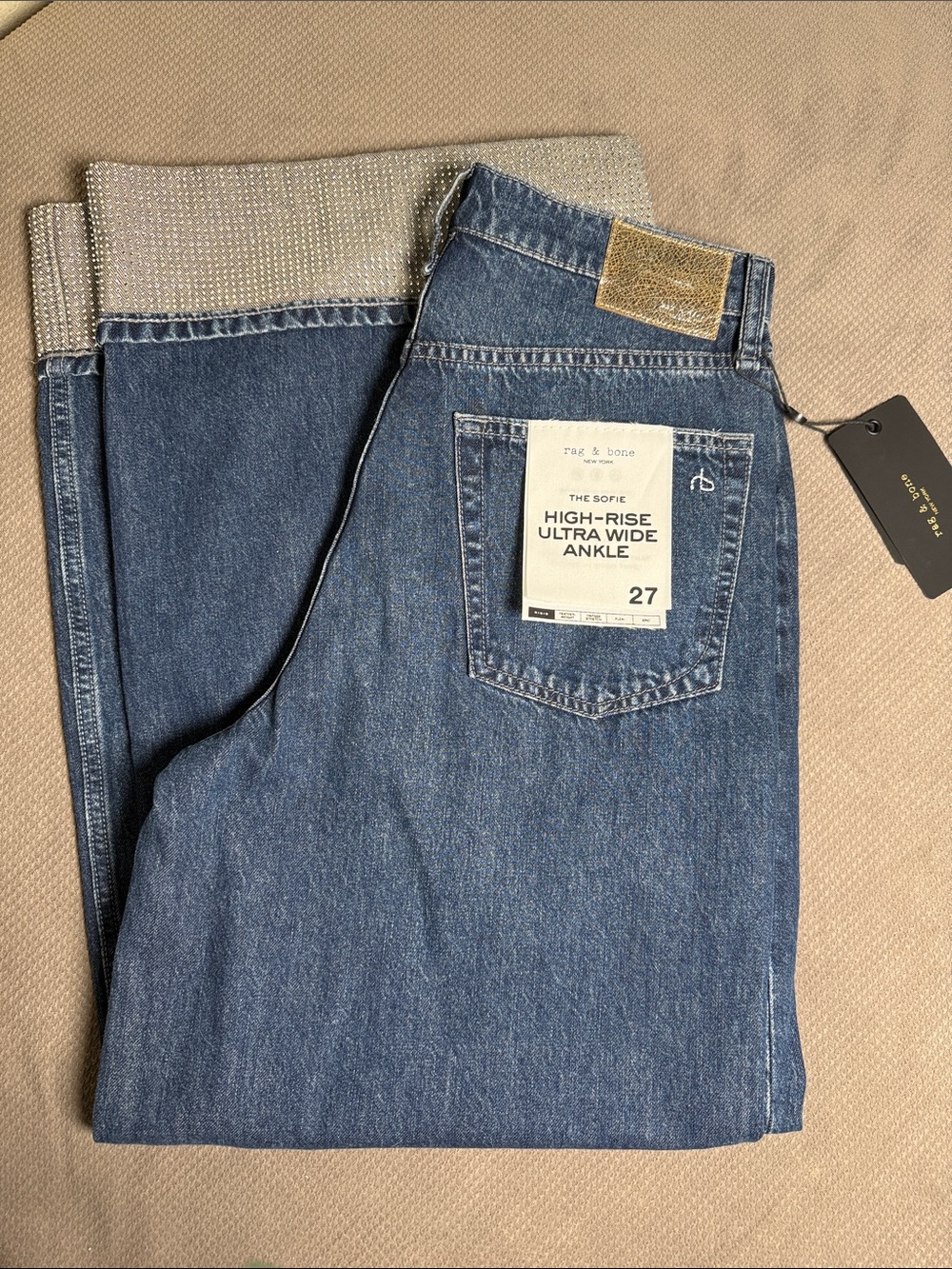 rag & bone High-Rise Wide Ankle Jeans - Blue